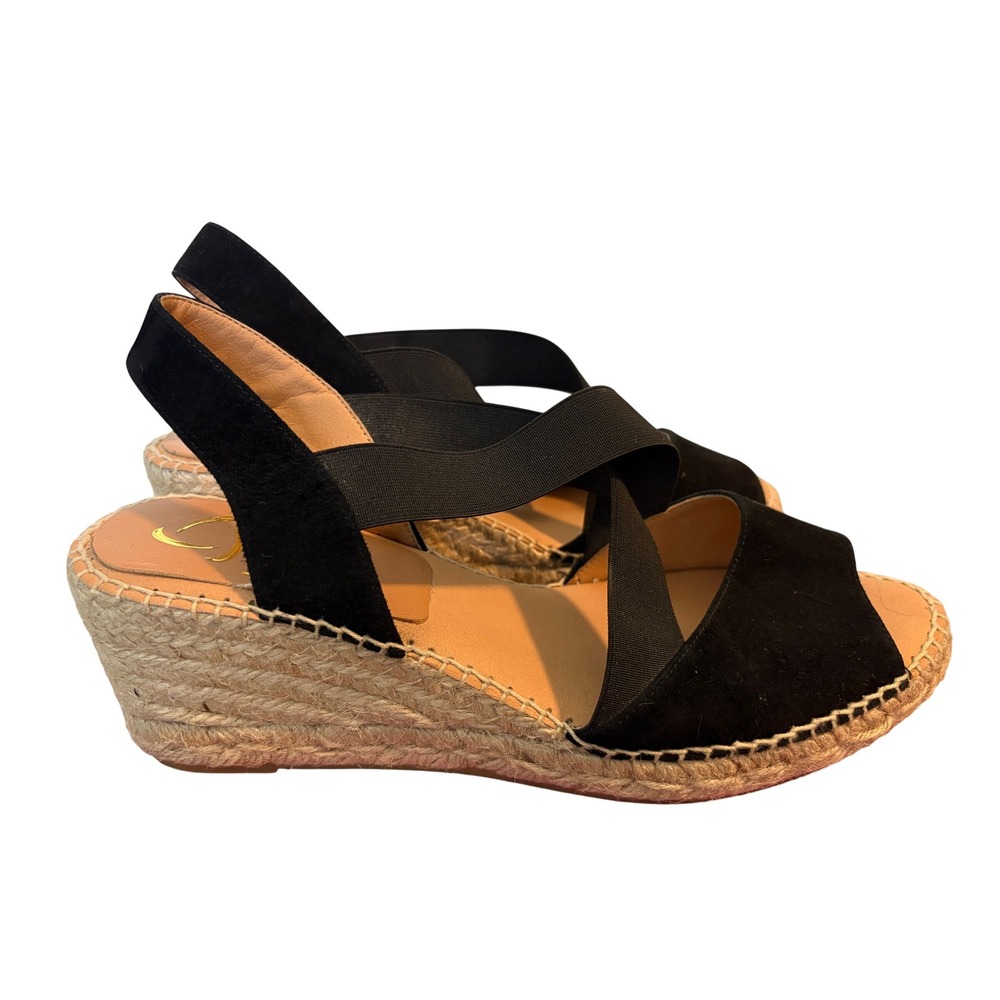 Kanna Black Espadrille Wedge Sandals Women's Size EU41 (US 9.5) Comfort Vacay